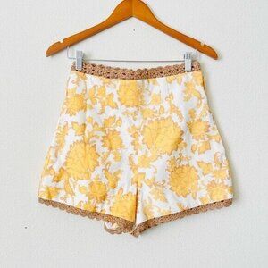 ZIMMERMANN SIZE 0 Postcard high rise shorts in yellow floral tonal